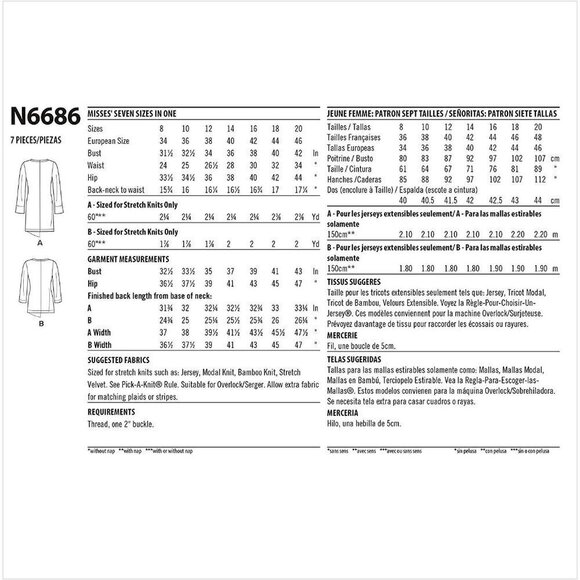 New Look Sewing Pattern 6686 Top Tunic Misses Size 8-20 - Picture 2 of 7